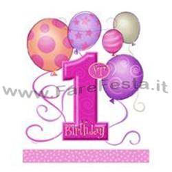 BORSETTA ROSA "1° COMPLEANNO" 8PZ