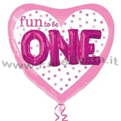PALLONE EFFETTO 3DPRISMATICO COMPLEANNO "UN ANNO" ROSA