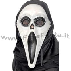 MASCHERA SCREAMER FLUORESCENTE, CON CAPPUCCIO